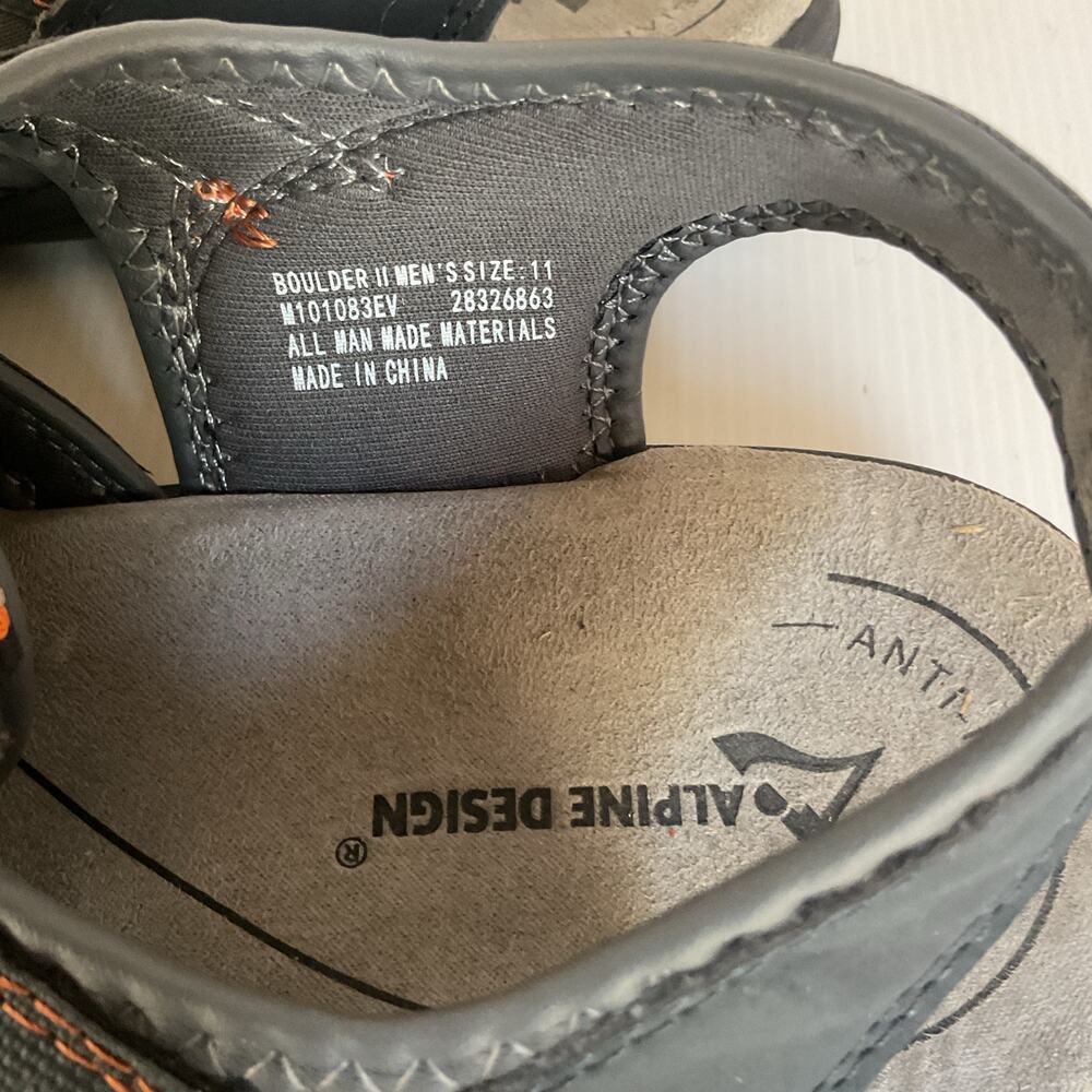 Alpine Design Boulder II Men’s Outdoor Hiking Sandals Size 11 Gray Orange - Picture 8 of 9